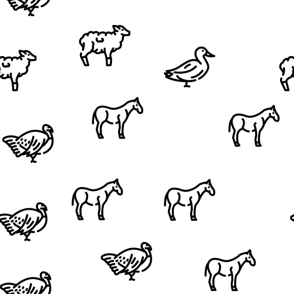 Pet Domestic, Farm And Sea Aqua Vector Seamless Pattern