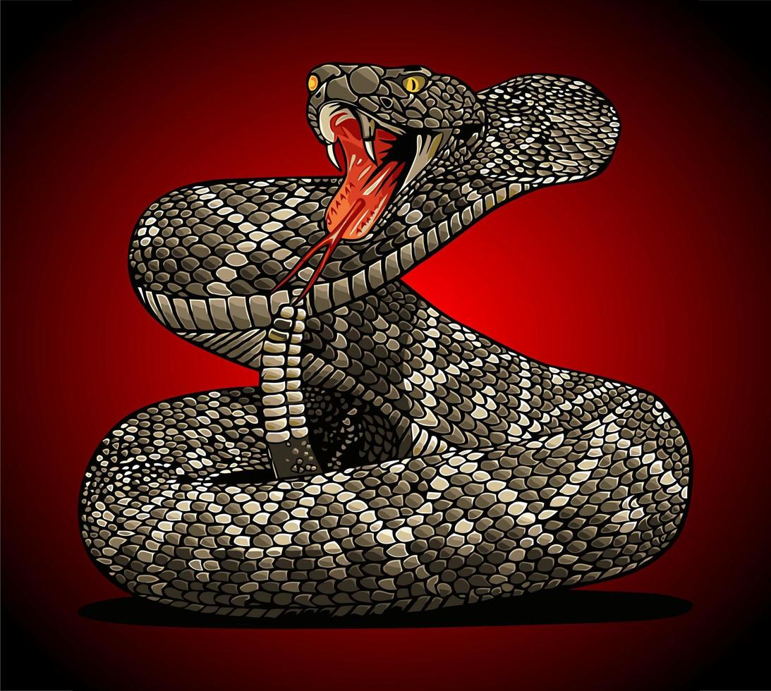 serpiente de cascabel está boquiabierto vector ...