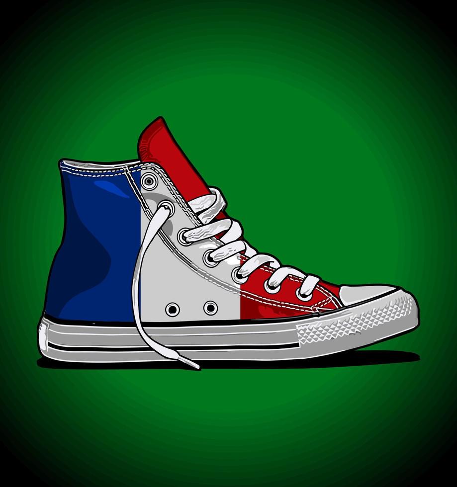 French flag pattern sneakers ... vector