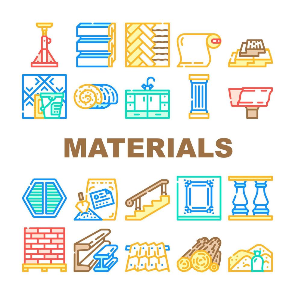 Building Materials And Supplies Icons Set Vector