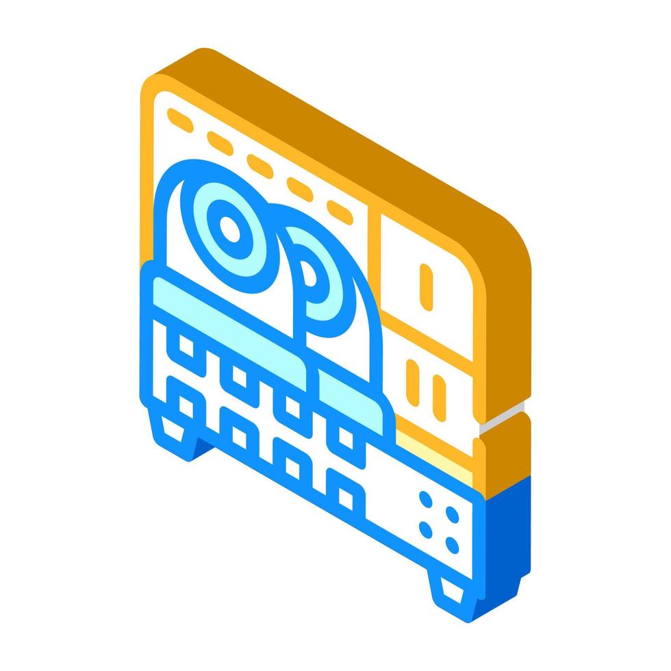 surveillance kit, video cwitcher, monitor and camera isometric icon vector illustration