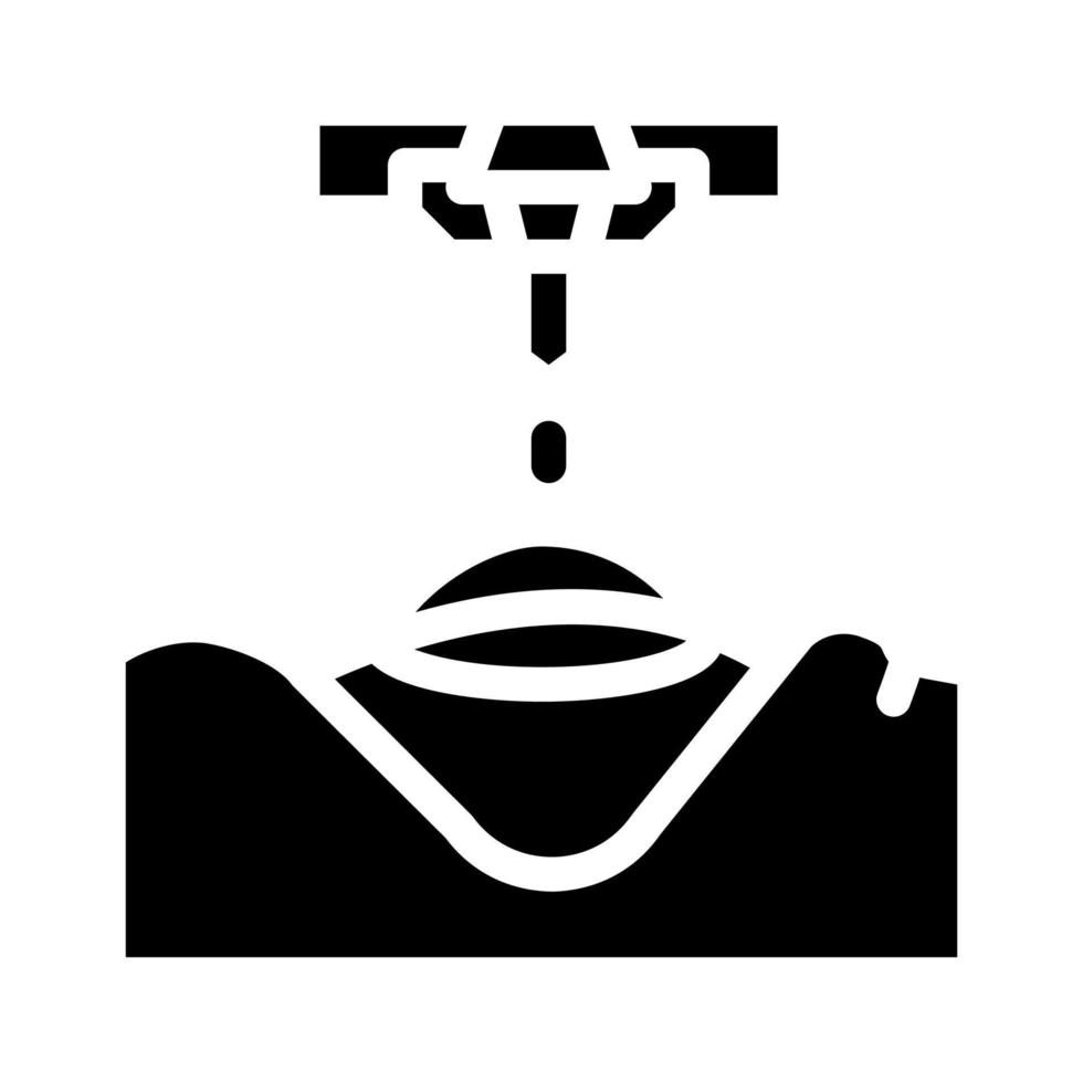 corrección láser oftalmología glifo icono vector ilustración