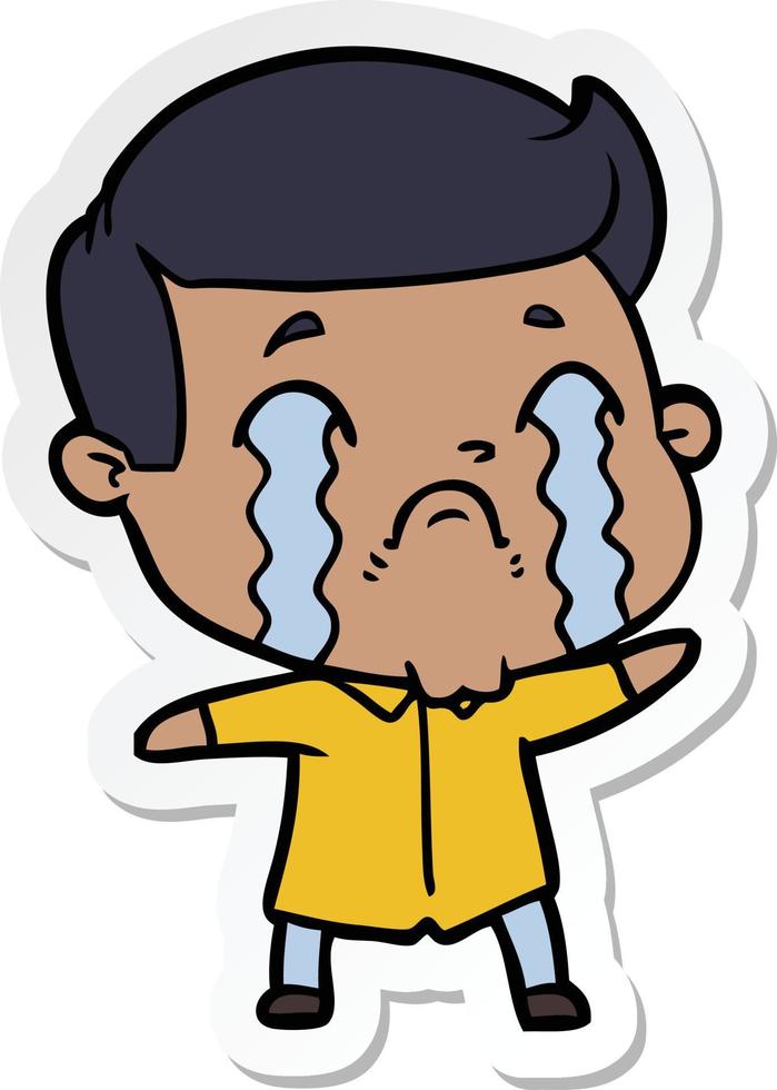 sticker of a cartoon man crying vector