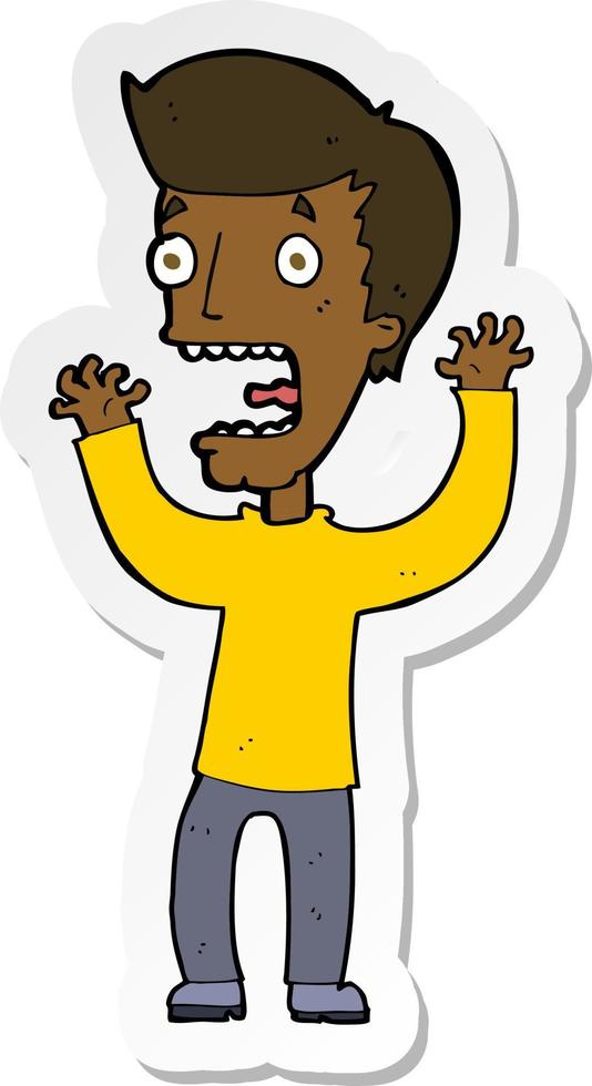 sticker of a cartoon frightened man vector