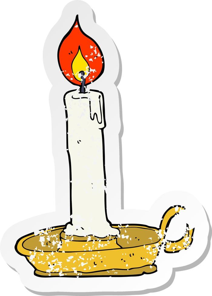 retro distressed sticker of a cartoon old candlestick vector