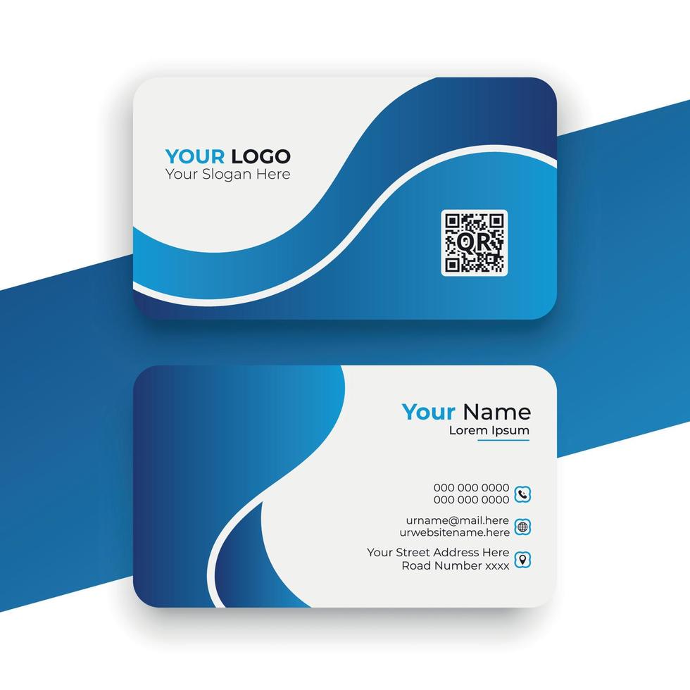 Modern gradient blue business card design vector template