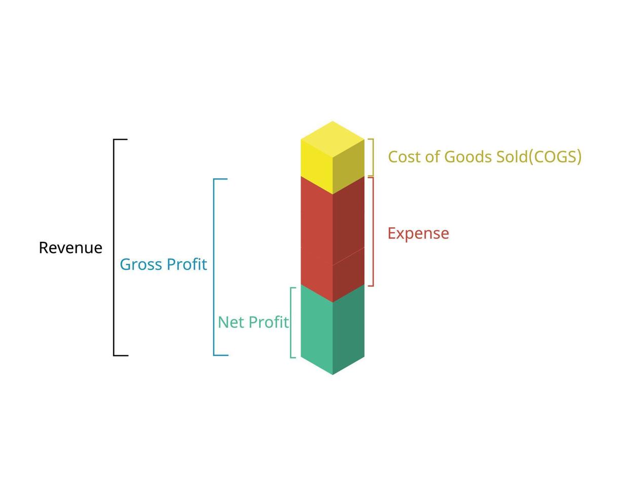 calculate gross profit and net profit to see the difference in balance sheet vector