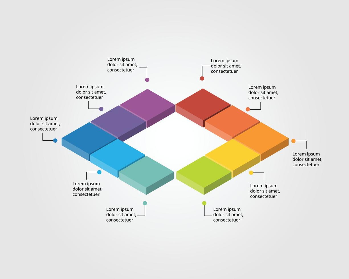 square chart template for infographic for presentation for 10 element vector