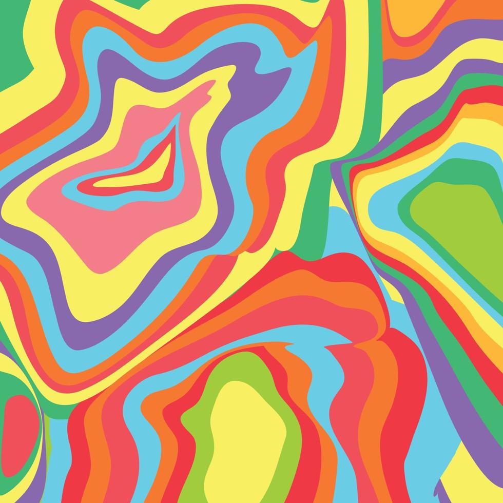 Groovy Melted Colorful Background with Wavy Stripes vector