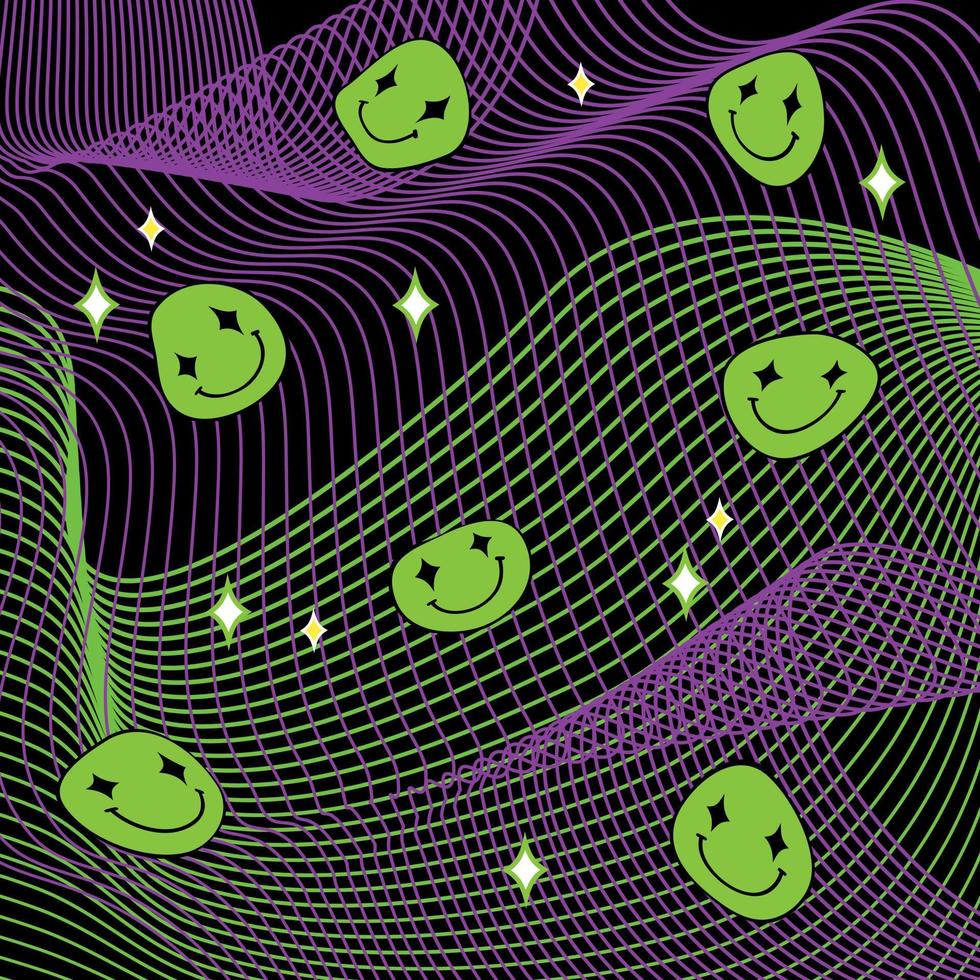 Psychedelic Trippy Smiles Background vector