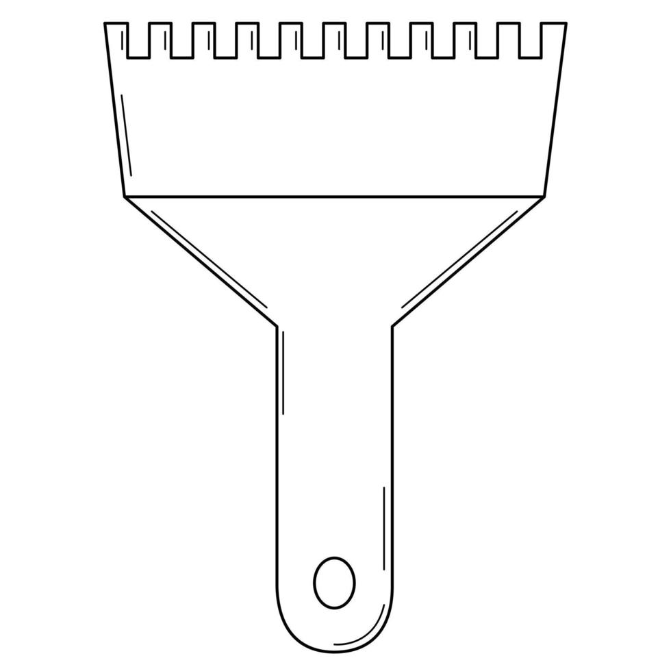 Hand drawn construction spatula comb. Tool for applying glue before laying tiles. Doodle style. Sketch. Vector illustration