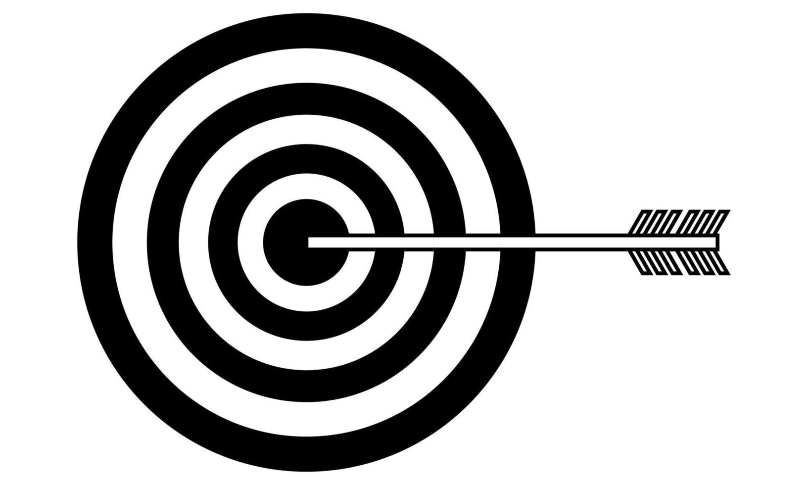 Hand drawn target with an arrow hitting the target. Abstract image of achieving success. Doodle style. Sketch. Vector illustration