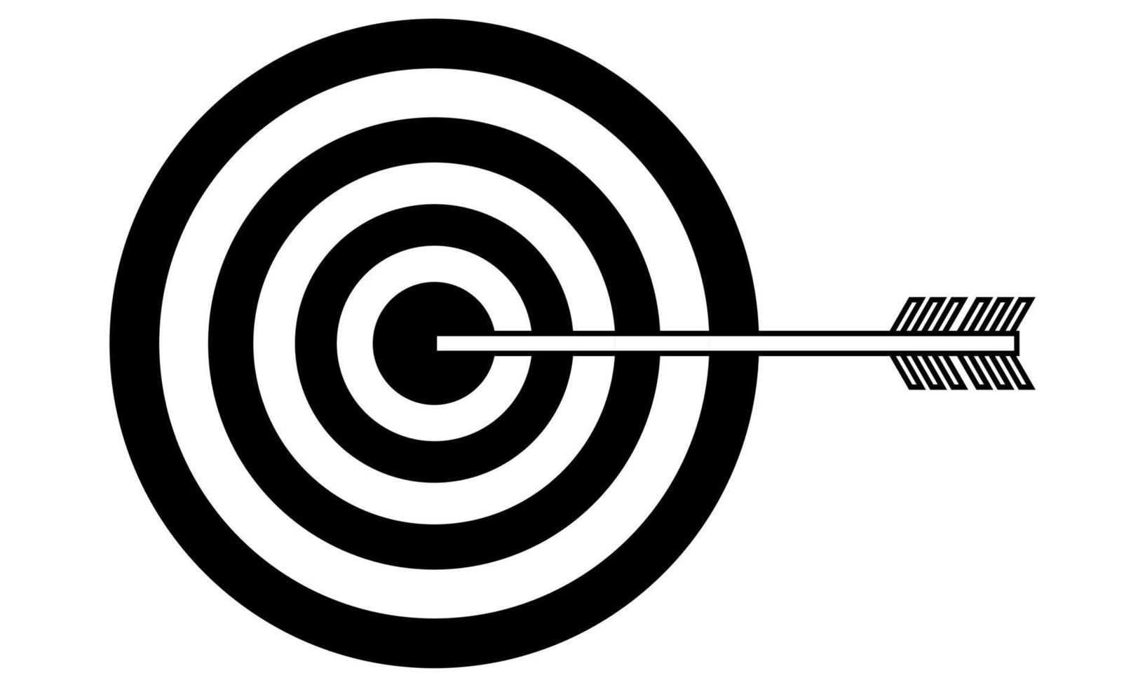 Hand drawn target with an arrow hitting the target. Abstract image of achieving success. Doodle style. Sketch. Vector illustration