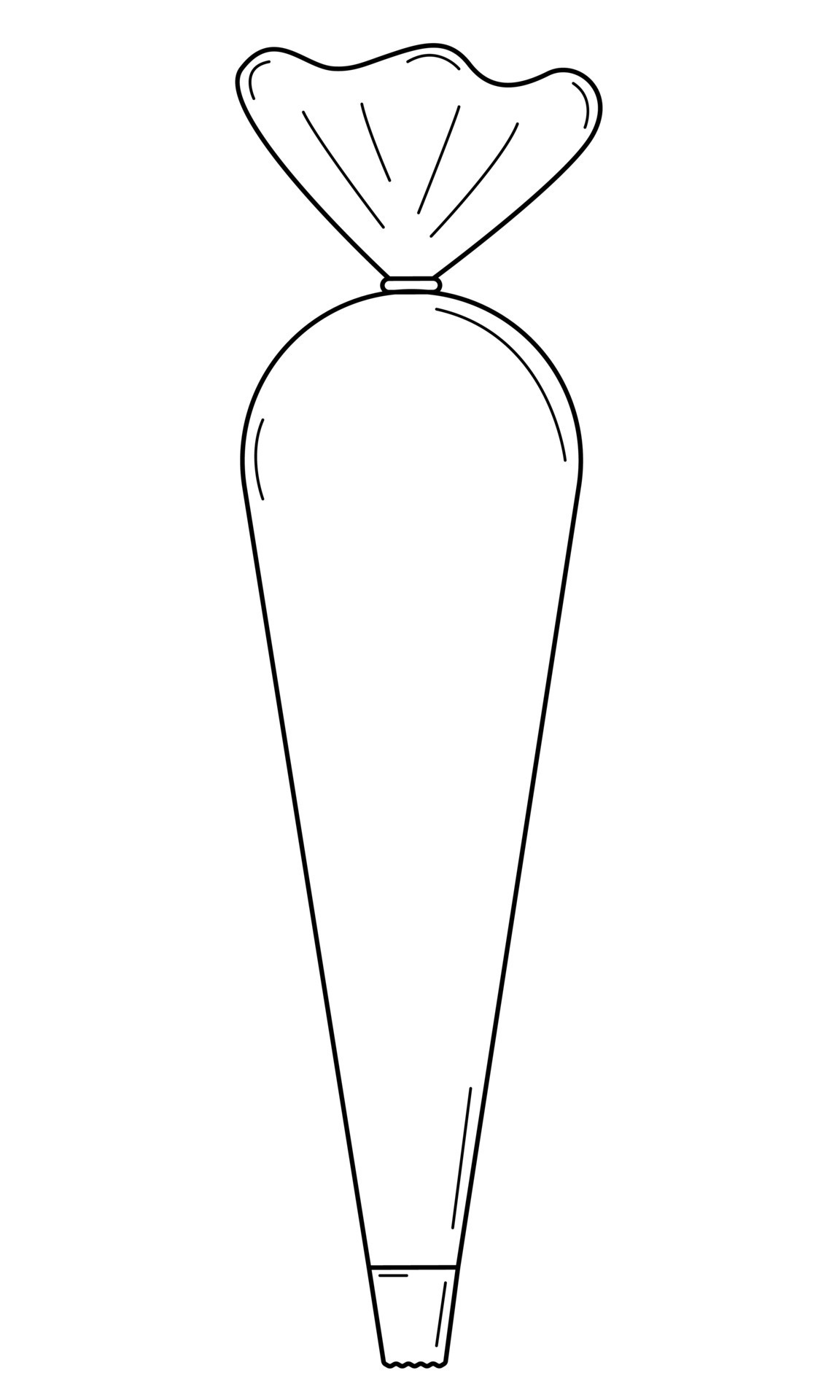 Hand drawn pastry bag. Tool for squeezing cream onto confectionery