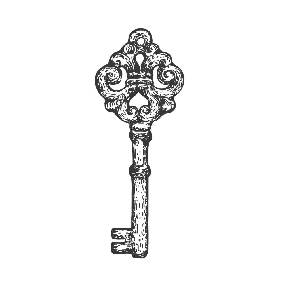 Vintage key hand drawn vector illustration