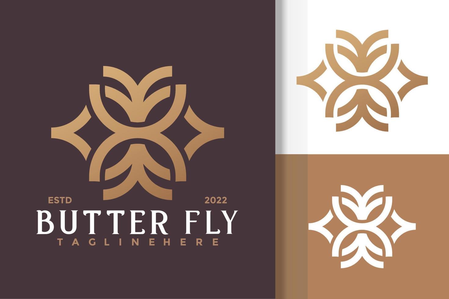 plantilla de vector de diseño de logotipo moderno de spa de mariposa de lujo