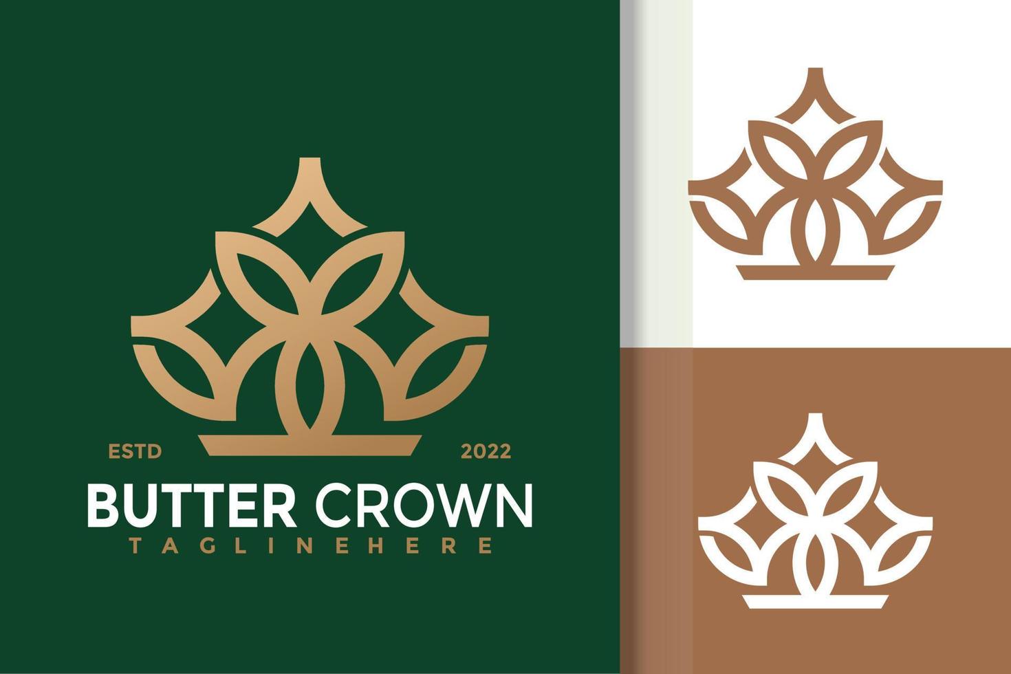 Luxury Butterfly Crown Logo Design  Vector Template