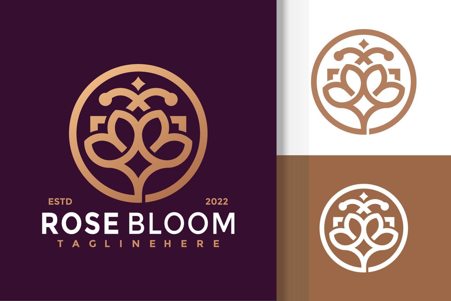 Luxury Rose Bloom Logo Design  Vector Template