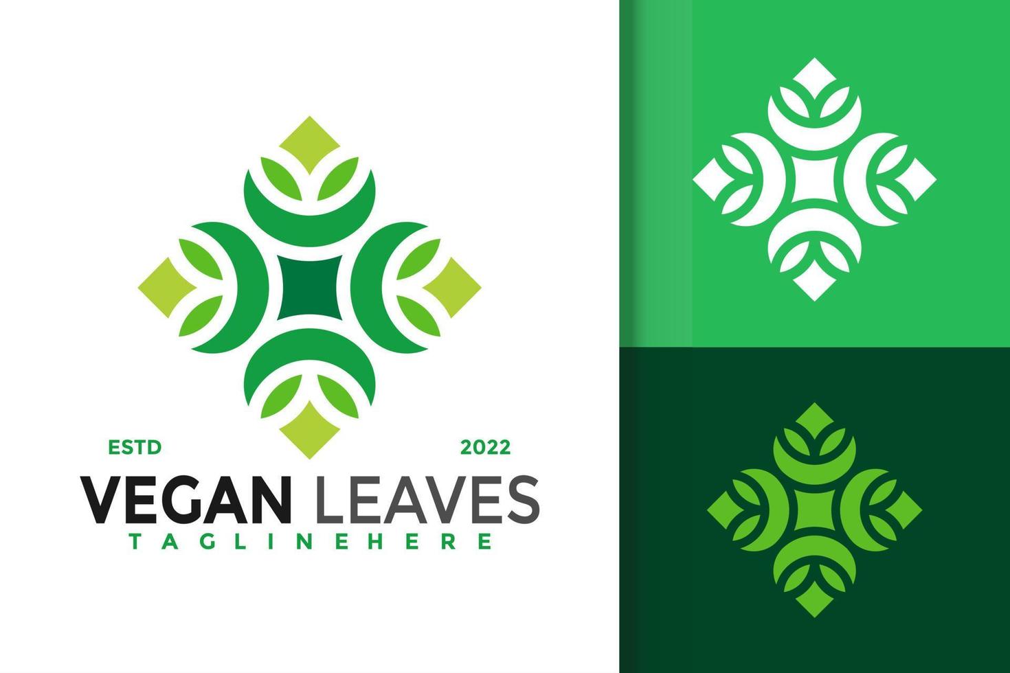 plantilla de vector de diseño de logotipo moderno de hoja vegana abstracta