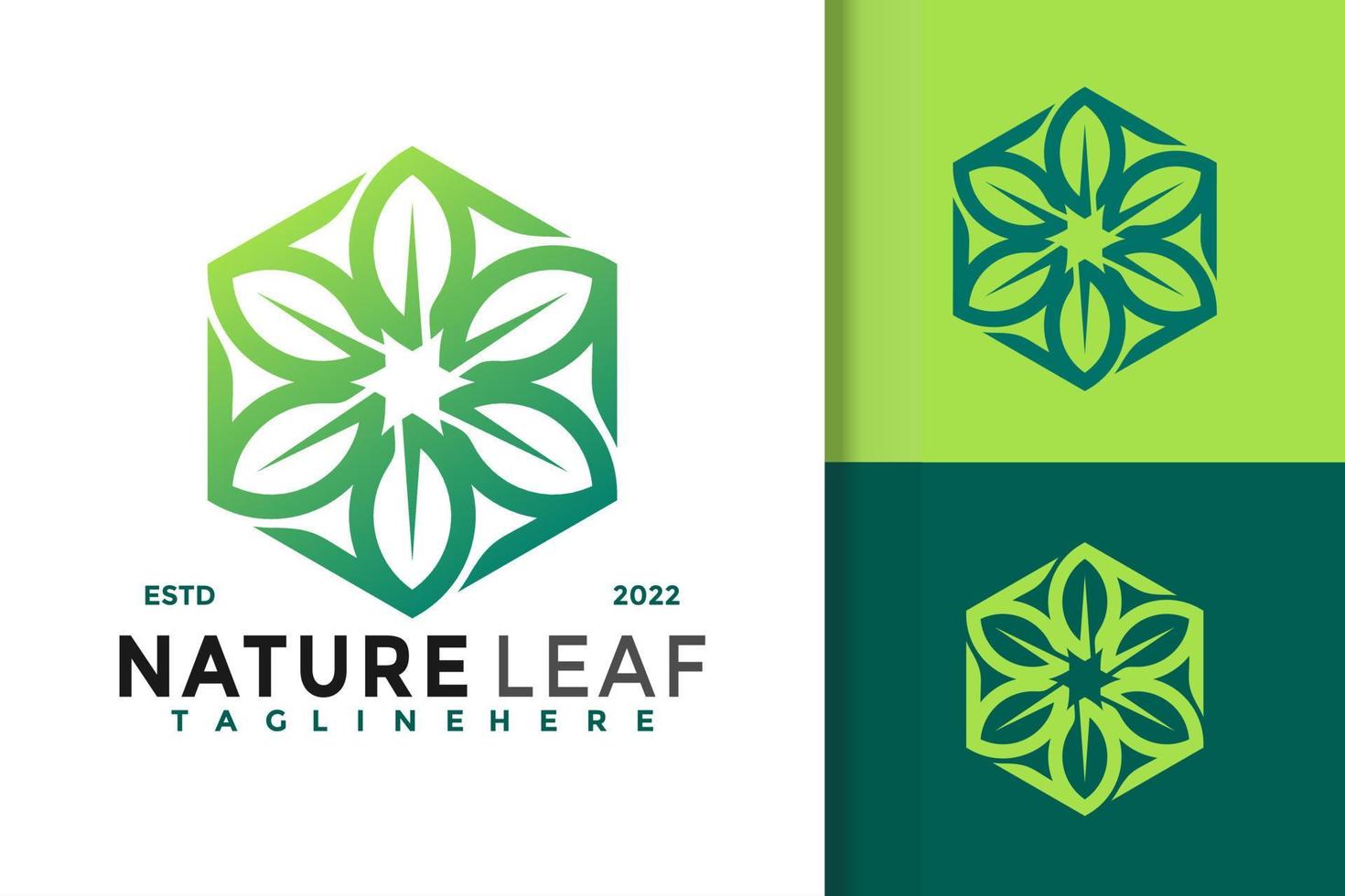 Hexagon Nature Leaf Modern Logo Design  Vector Template