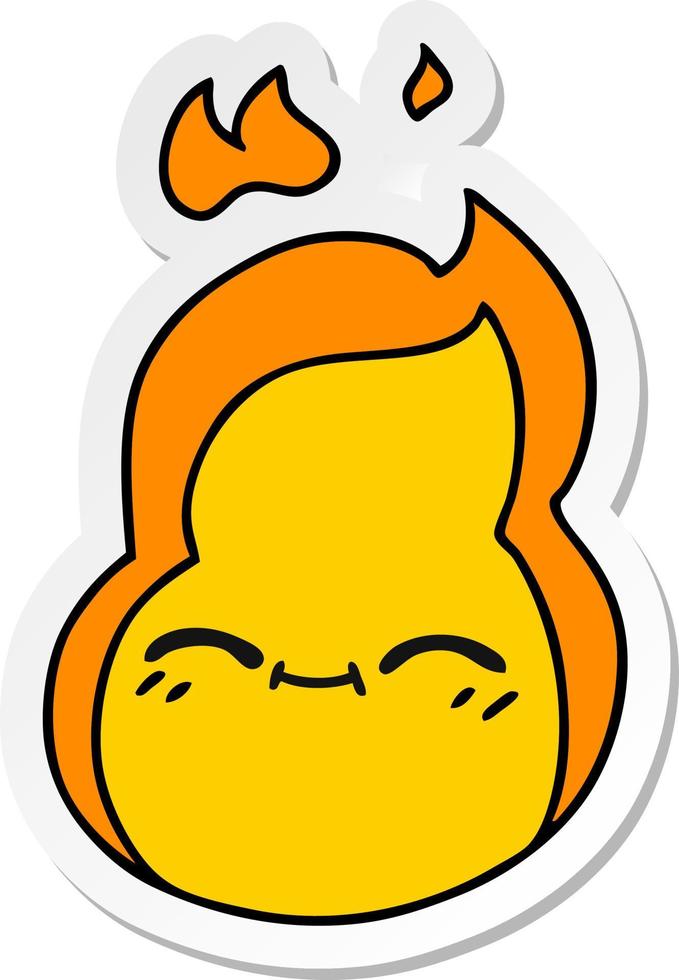 sticker cartoon of cute kawaii fire flame vector