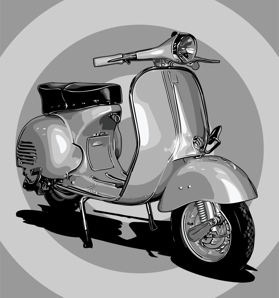 Delantero scooter vintage plateado... vector