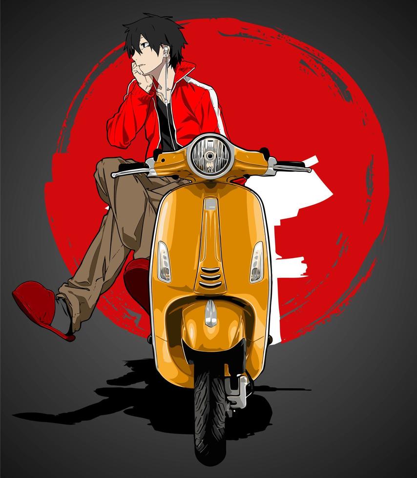 automatic scooter front view ... vector