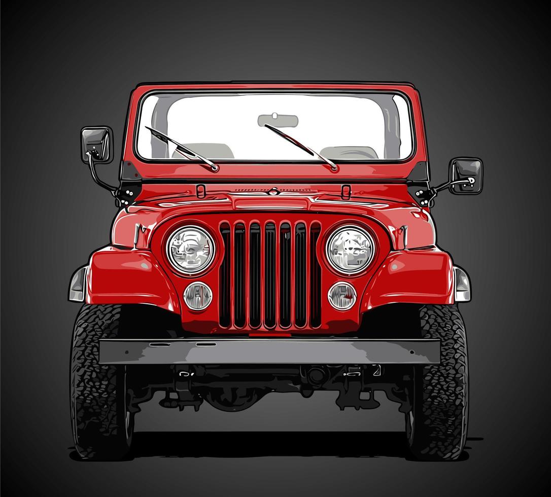 vintage suv front view vector... vector