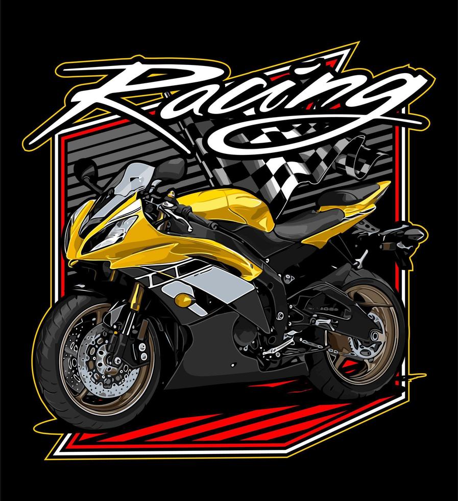 yellow sport motorbike racing... vector