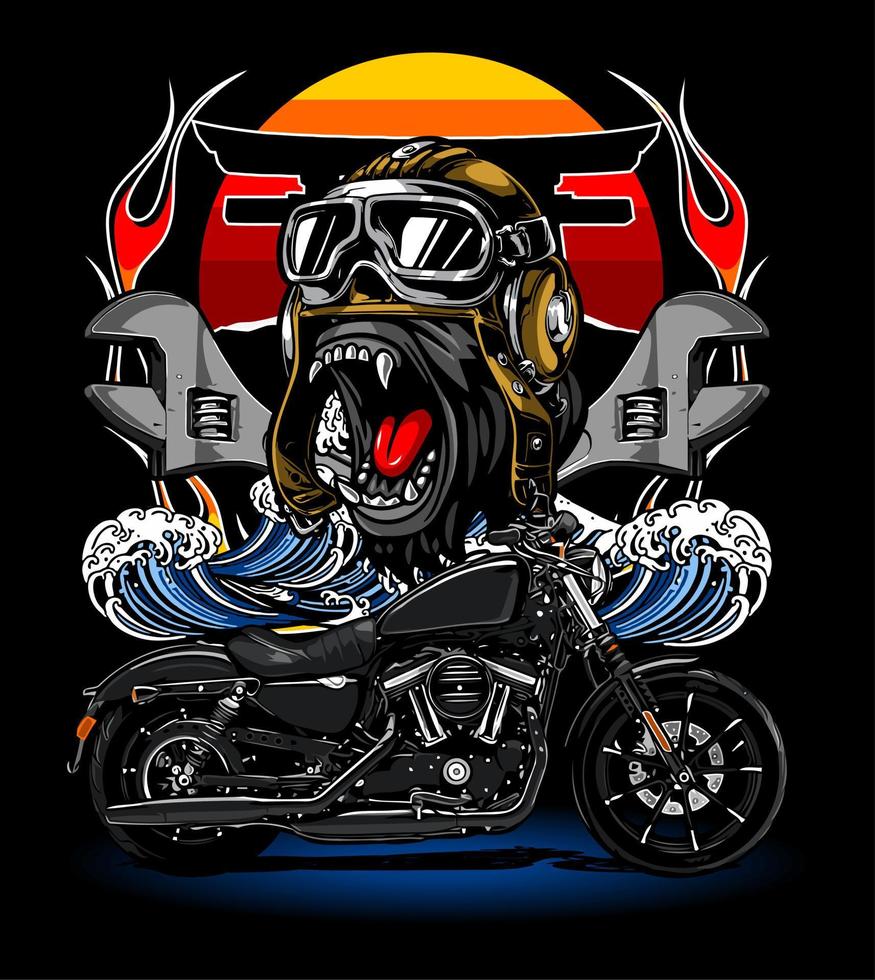 motorcycle cuiser wrench and ... vector