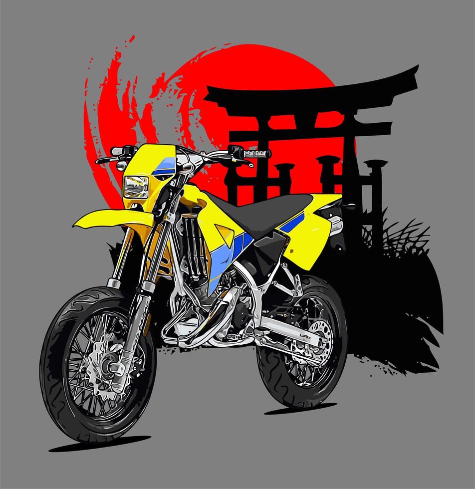 supermoto moto luna japonesa... vector