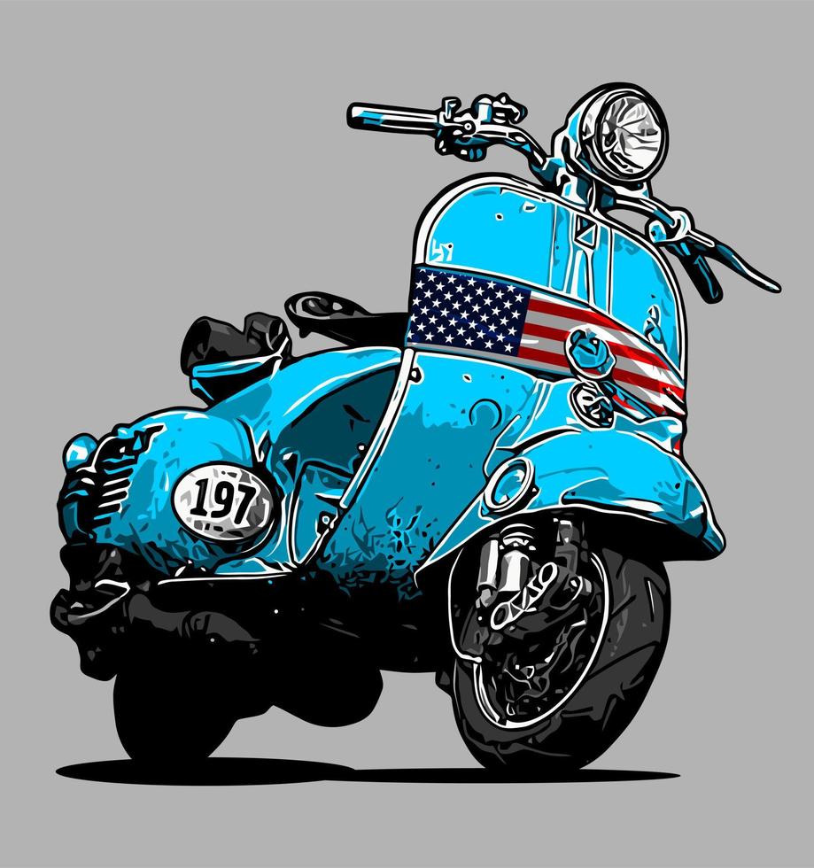 classic scooter and american ... vector