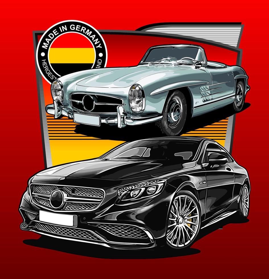 modelo nuevo y antiguo de autos deportivos... vector