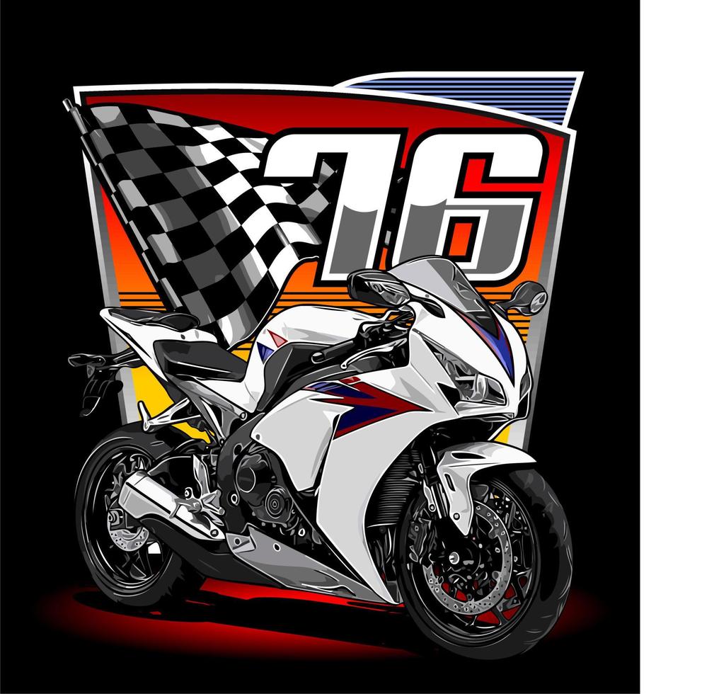 white sport motorbike racing ... vector