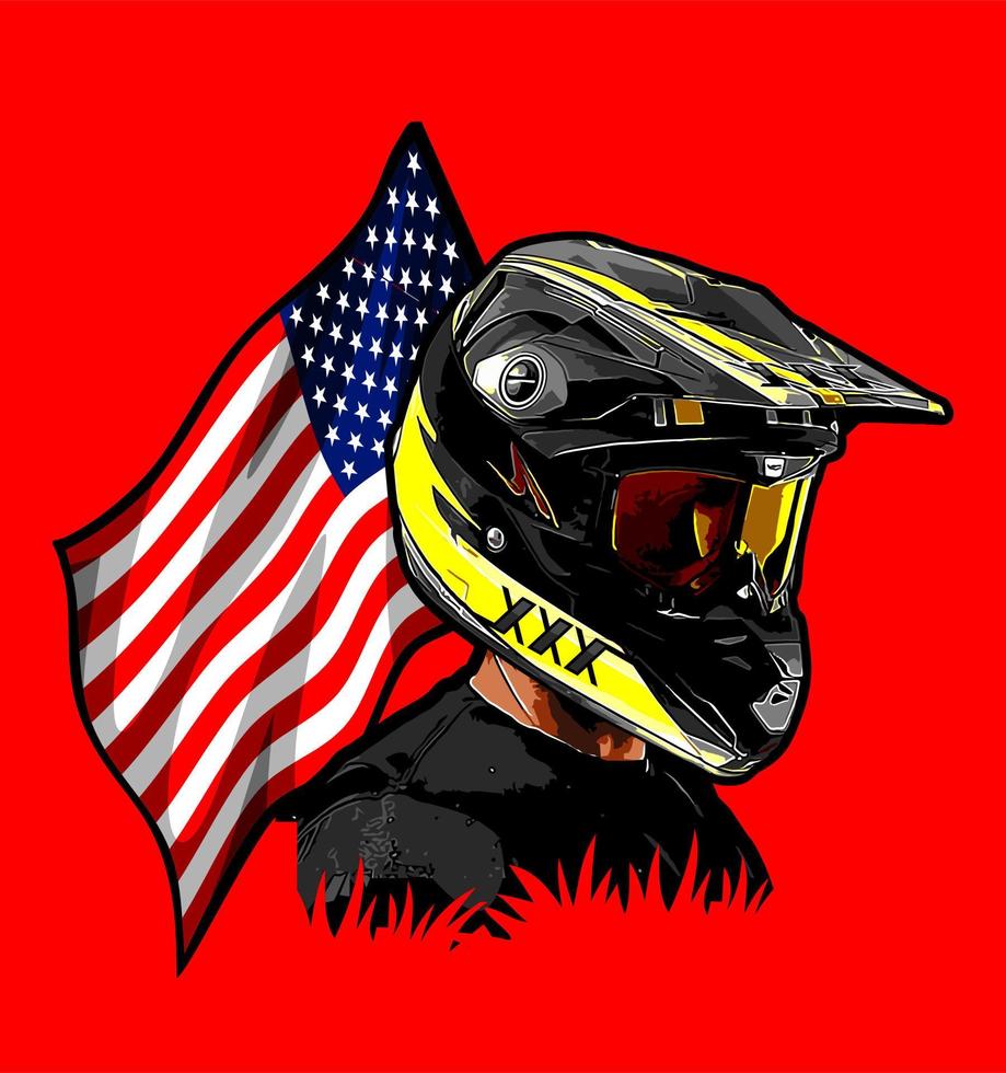 motocross rider and american ... vector