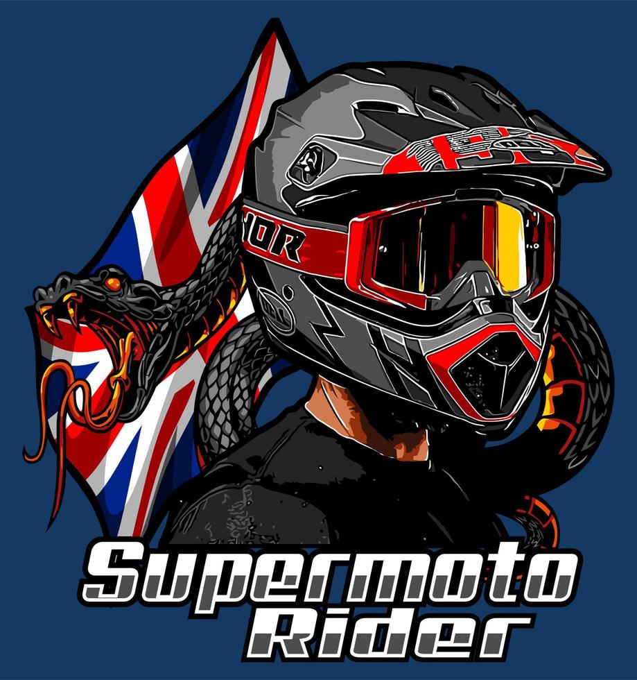 supermoto rider with british ... vector