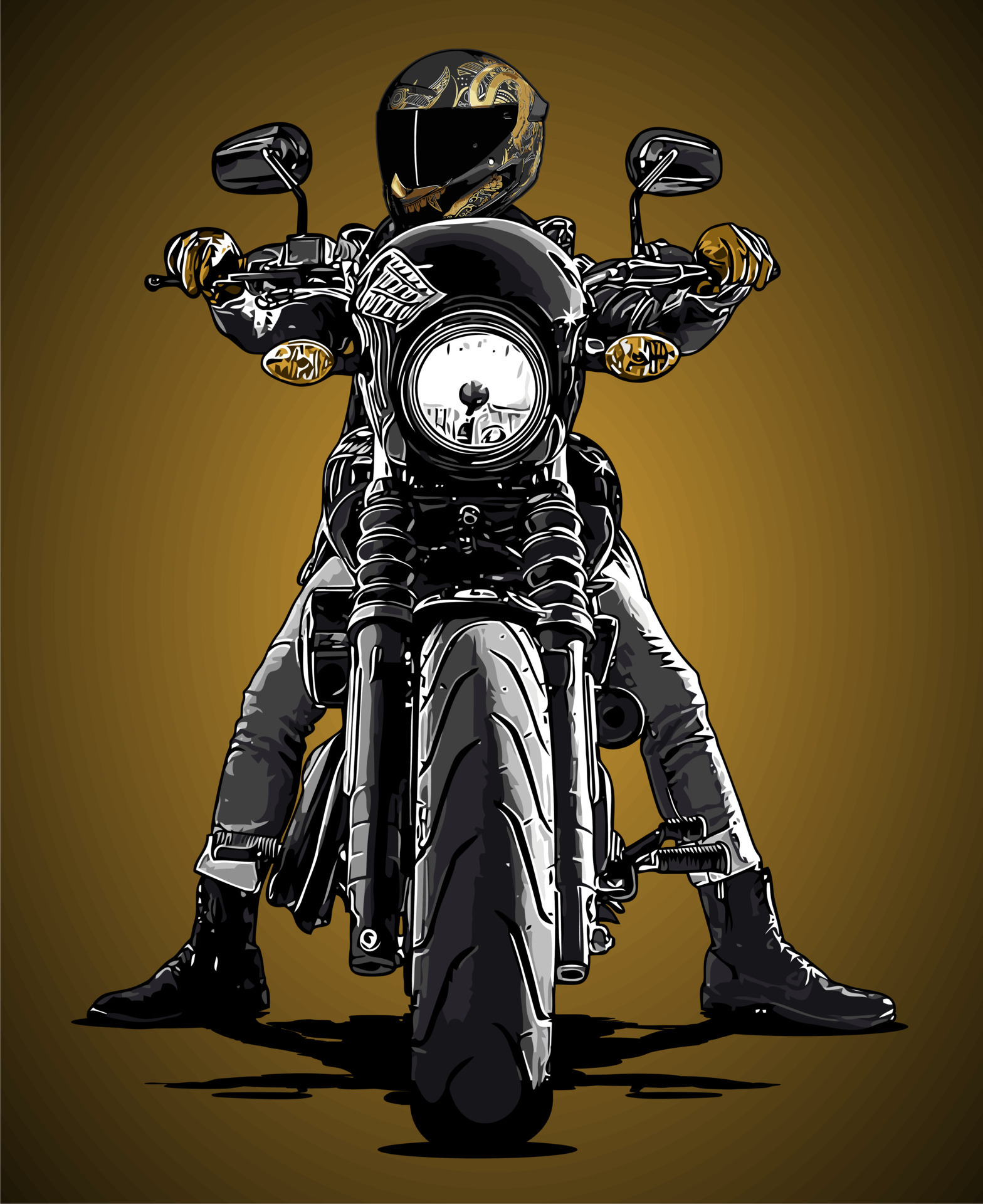 biker in leather jacket front... 8344548 Vector Art at Vecteezy