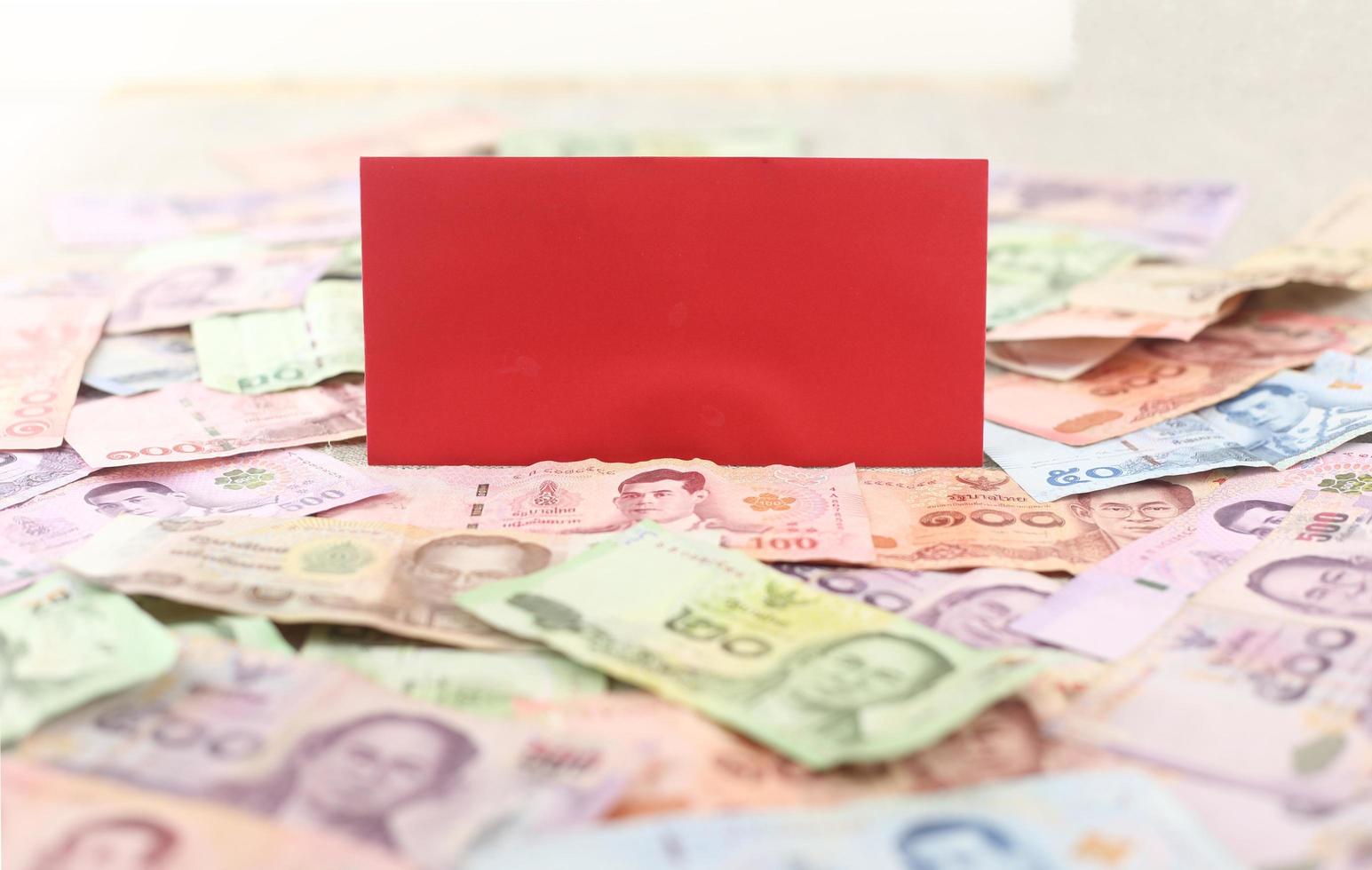 Red envelope and many money photo