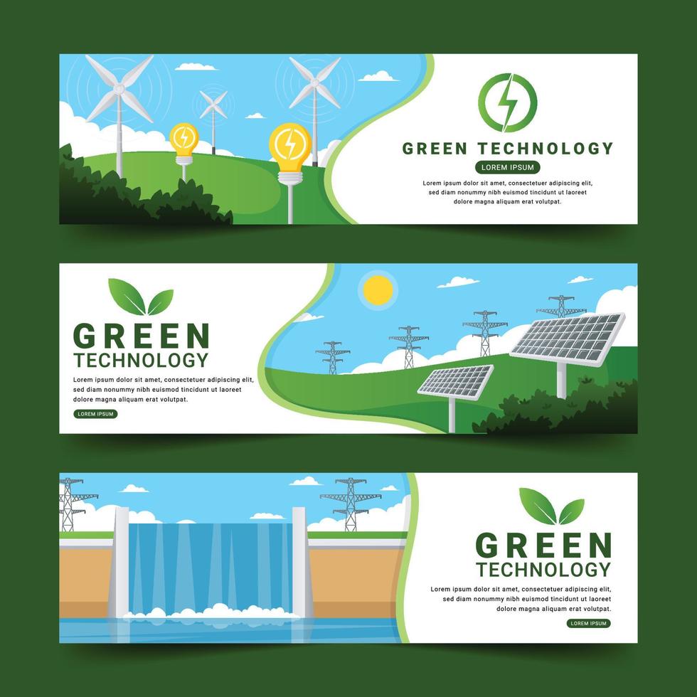 Green Technology Banner Set vector