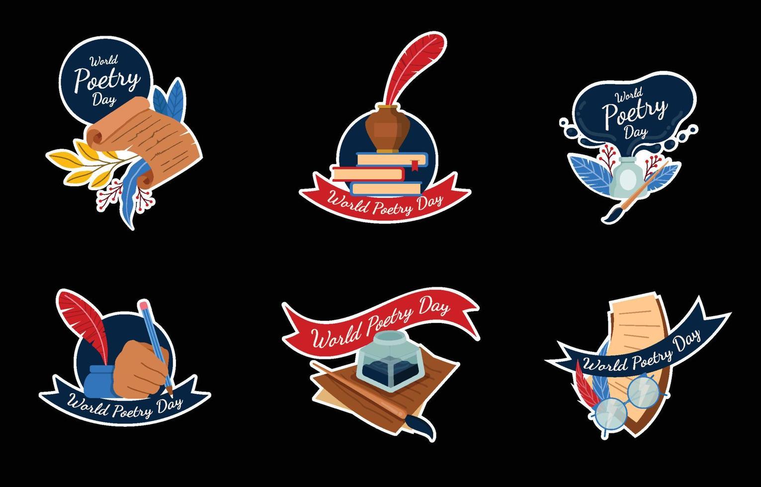World Poetry Day Sticker vector