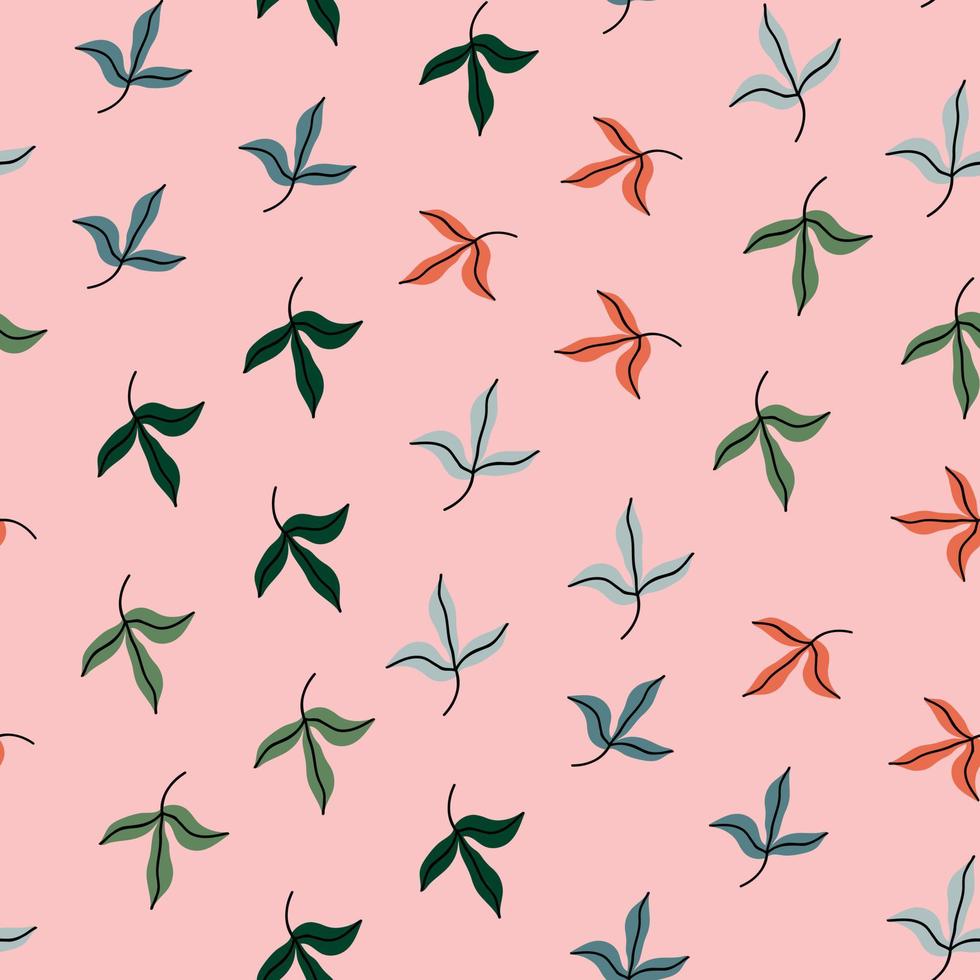 Cute botanical pattern. Seamless background in doodle style vector