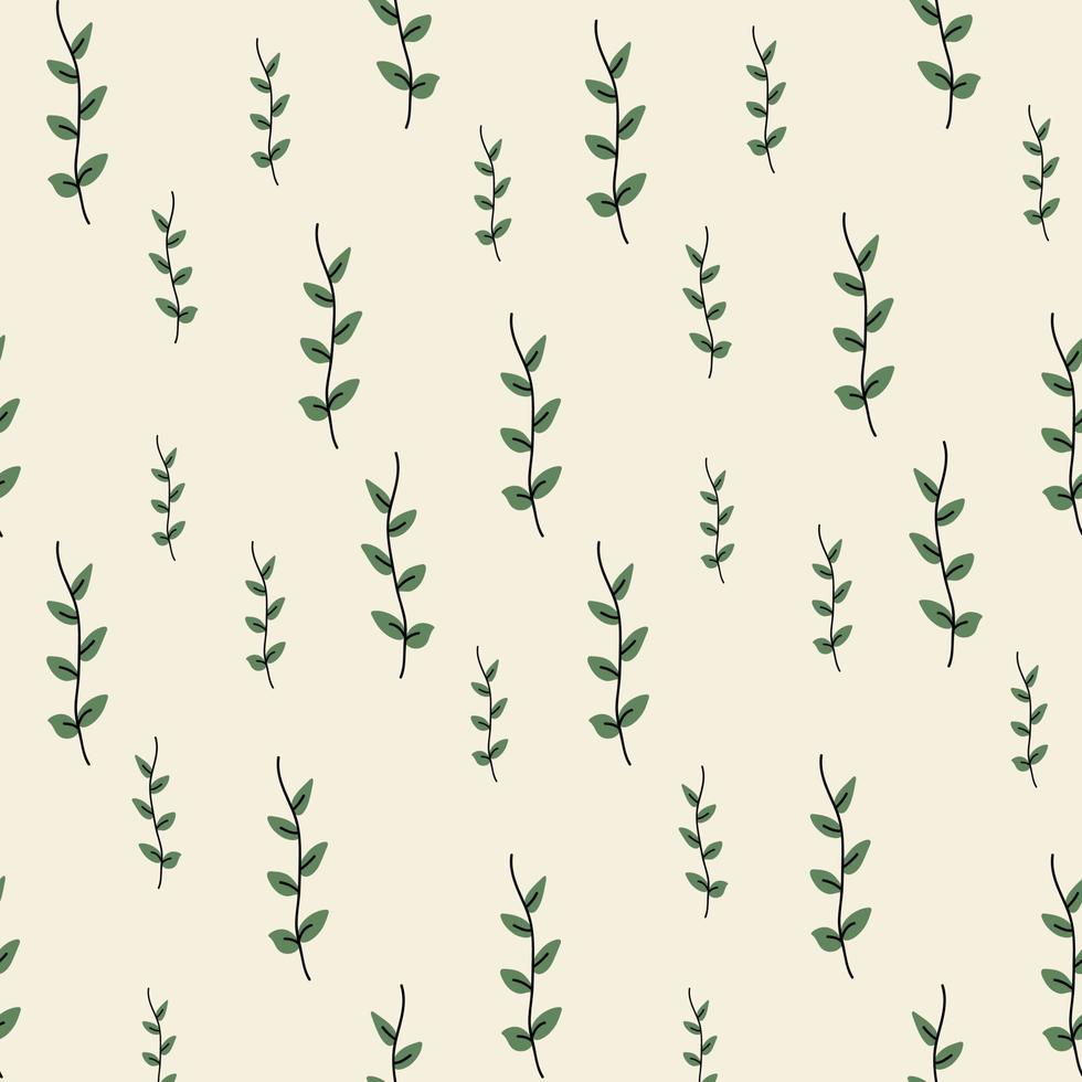 Cute botanical pattern. Seamless background in doodle style vector