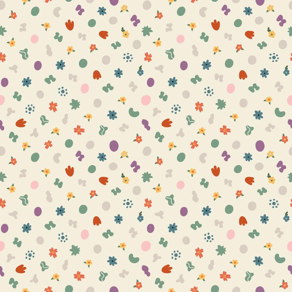 Seamless pattern with abstract shapes. Simple colored doodles vector