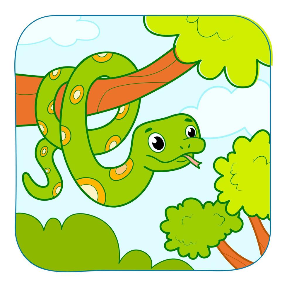 Cute Snake cartoon. Snake clipart vector illustration. Nature background