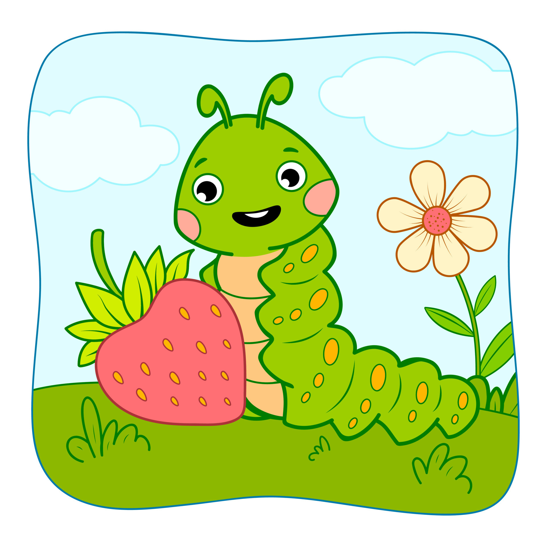 Cute Caterpillar cartoon. Caterpillar clipart vector illustration. Nature  background 8346035 Vector Art at Vecteezy