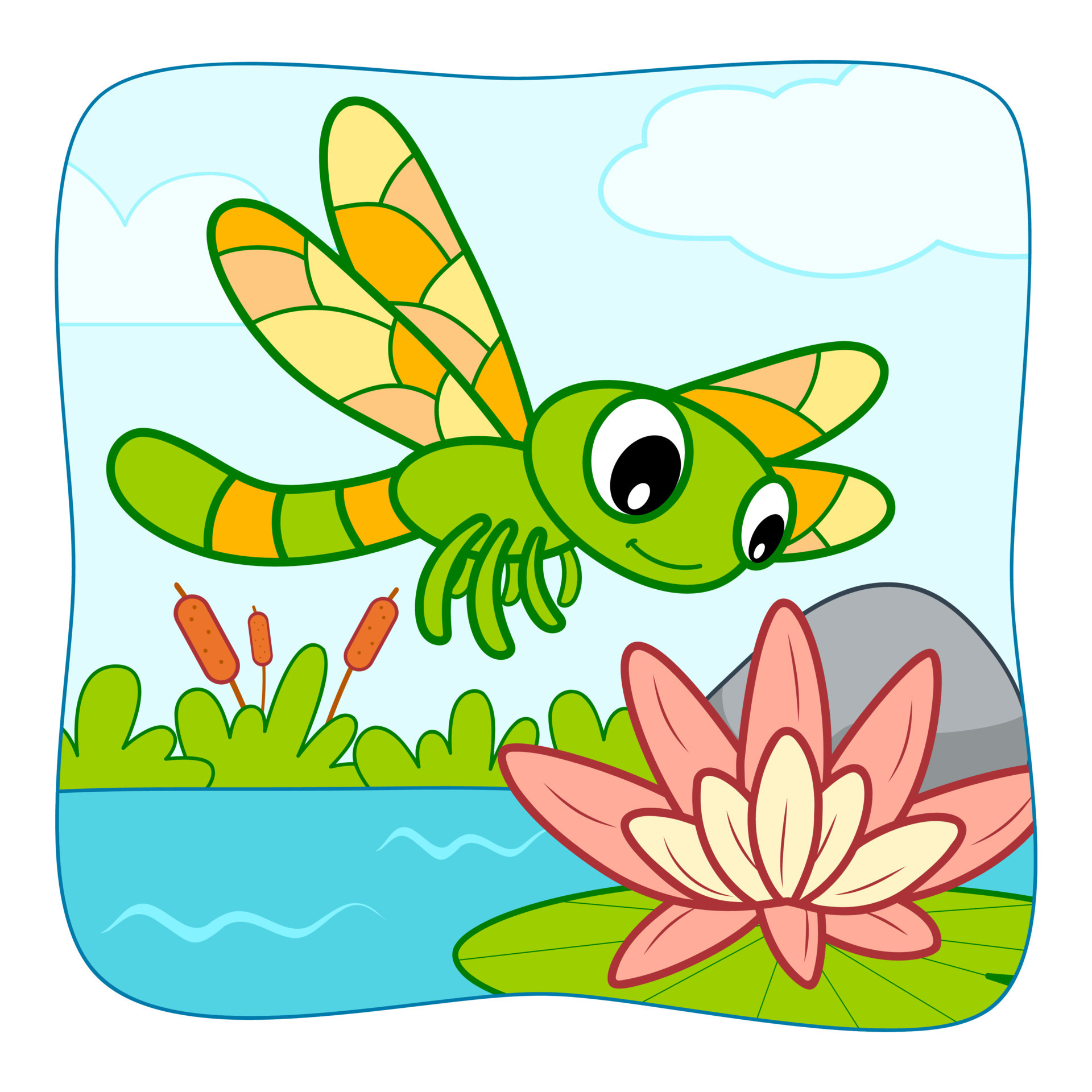 Cute Dragonfly cartoon. Dragonfly clipart vector illustration. Nature  background 8346038 Vector Art at Vecteezy