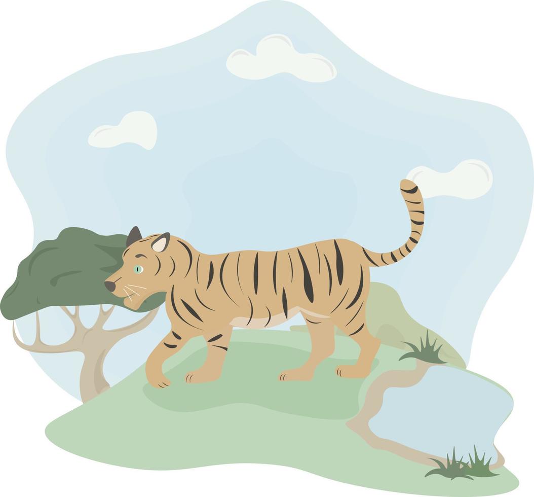 tigre en el bosque vector