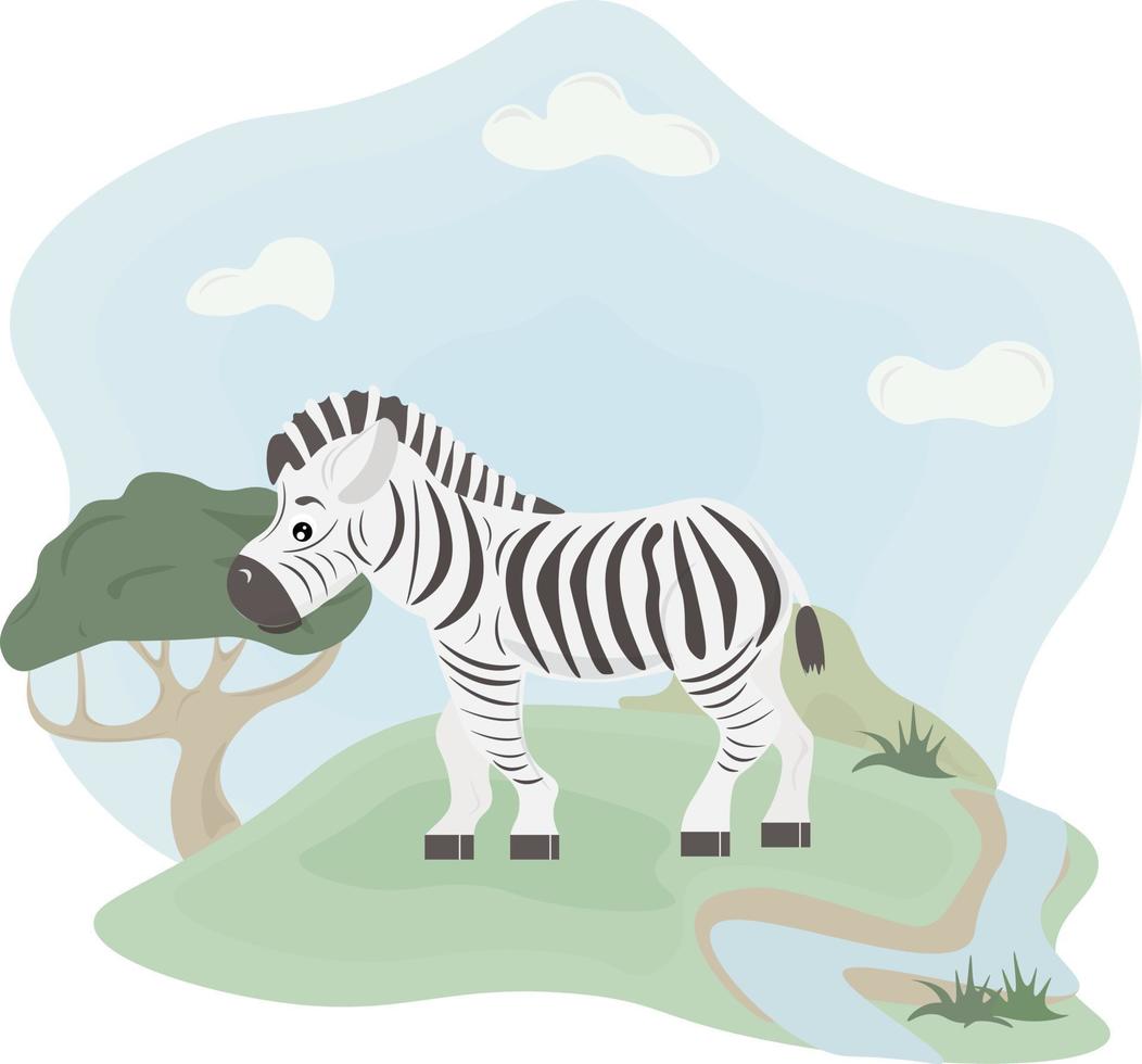 zebra with green grass vector