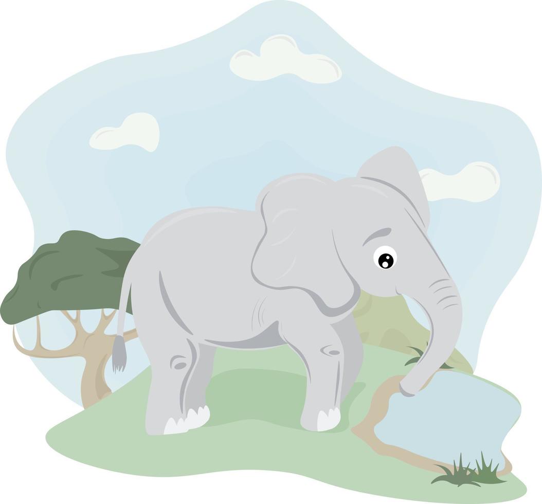 baby elephant cartoon vector