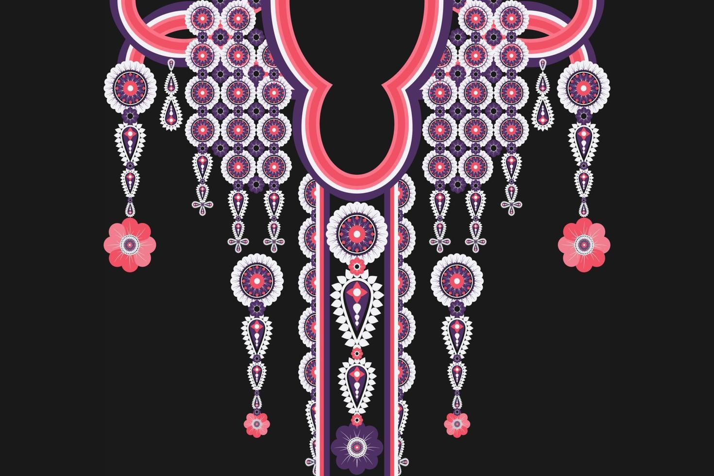 Geometric Ethnic oriental pattern traditional .Floral necklace embroidery design for fashion women.background,wallpaper,clothing and wrapping. vector
